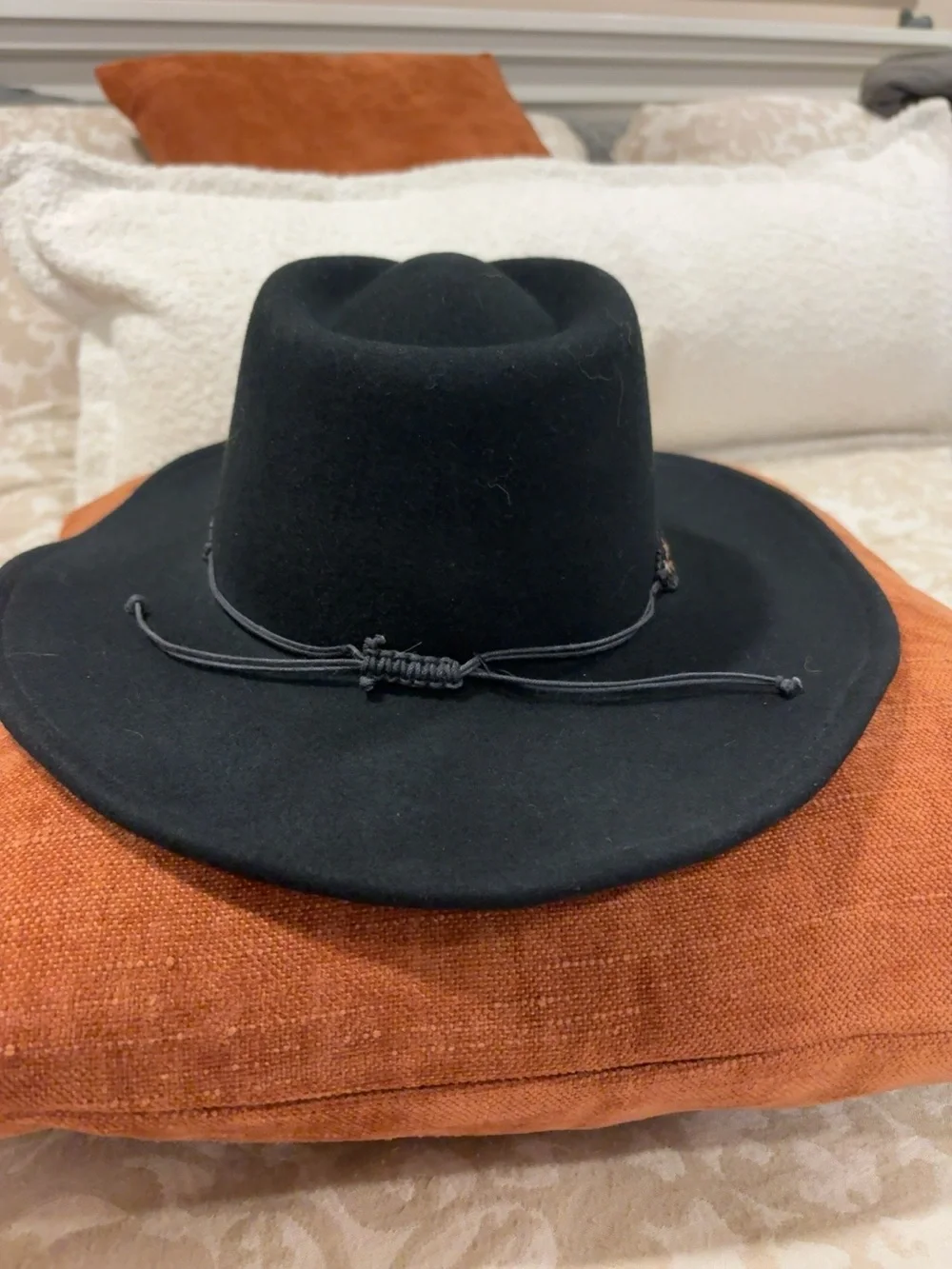 Nikki Beach Electra Black Wool Western Hat UPF 50+ Adjustable NWT